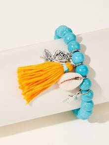 1件 时尚手工串珠流苏手链 - 綠色 - 查看 2