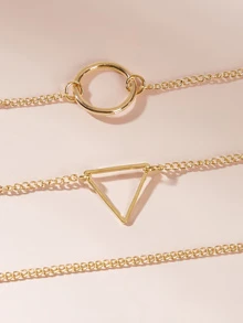 Collar de cadena con diseño geométrico 3 piezas - Amarillo Oro - Ver 3