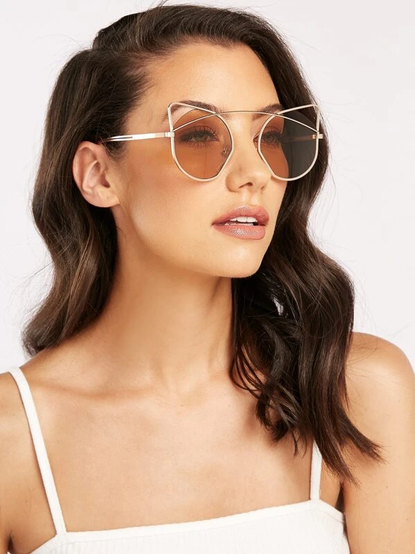 metal rim cat eye sunglasses