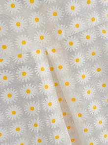 Floral Print Sheer Mesh Shirt - Beige - View 5