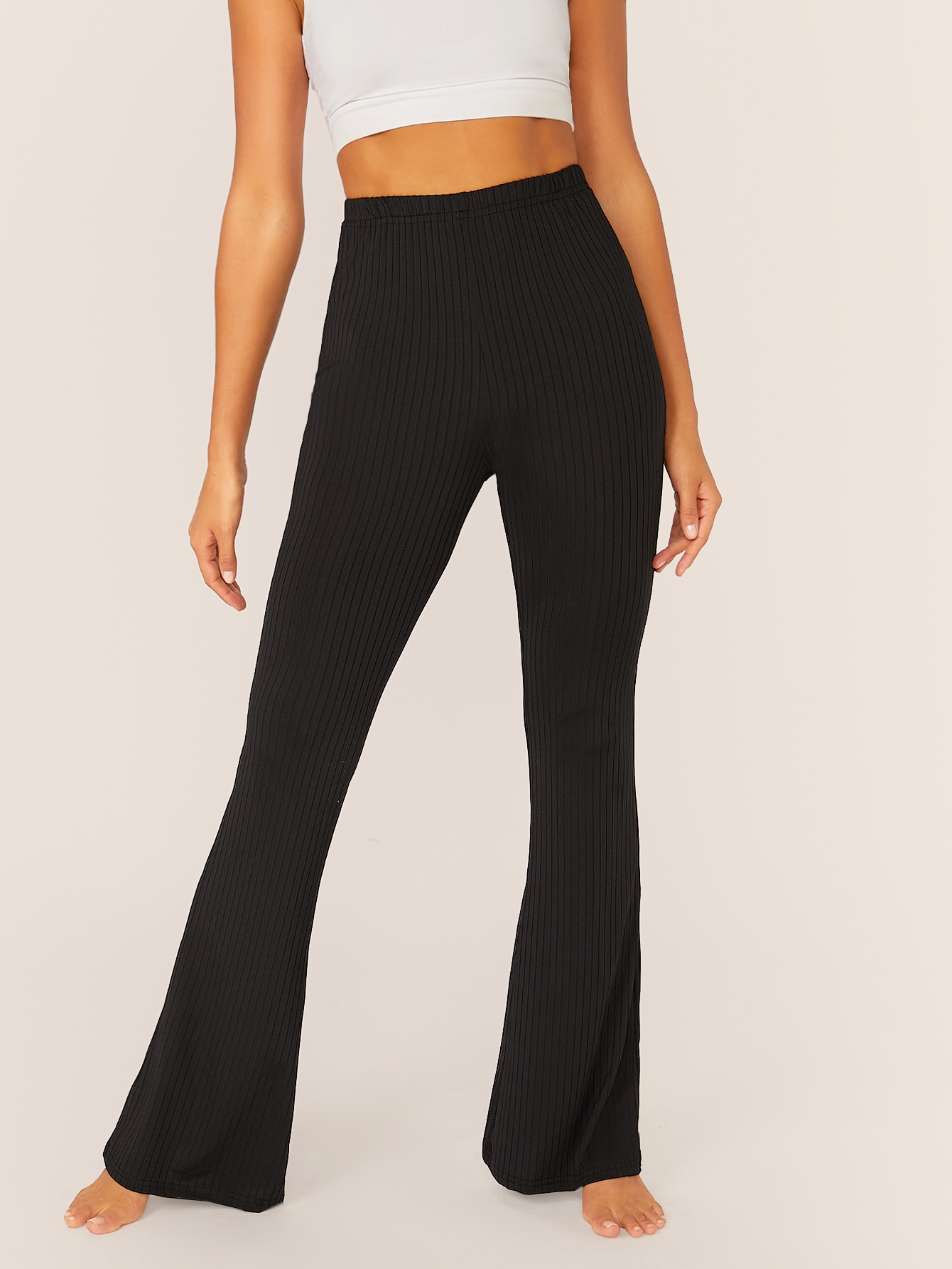 knitted flare pants