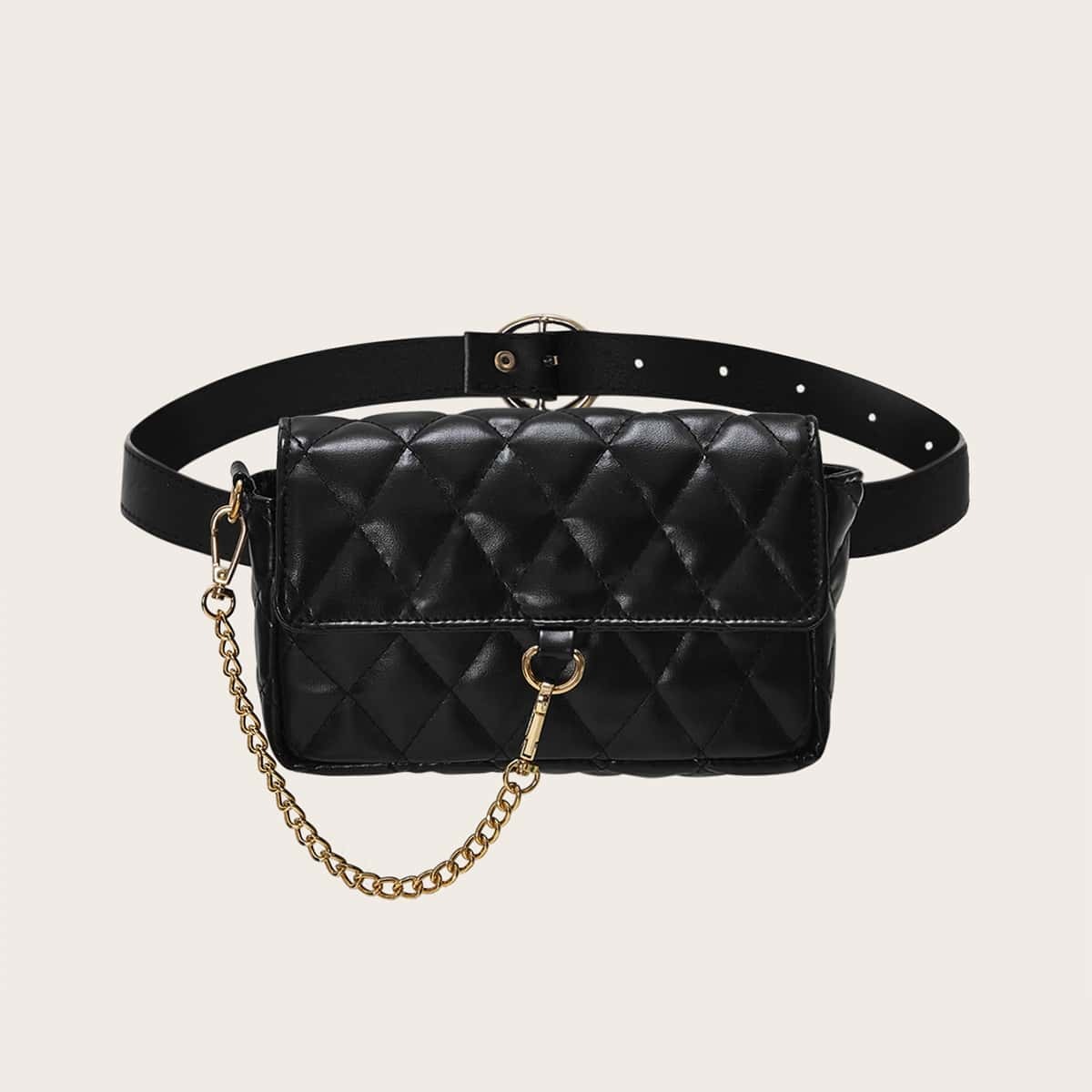 Image of Chain Decor Quilted Bum Bag
