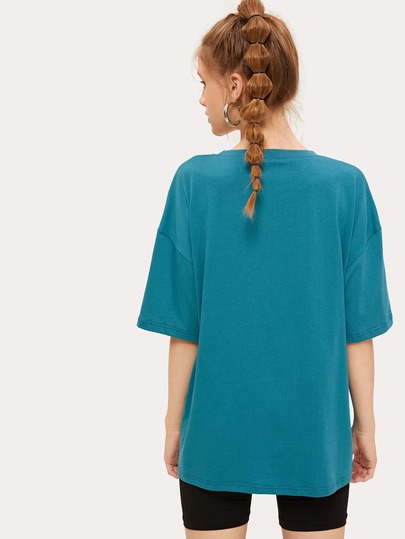 Sun & Letter Print Drop Shoulder Tee