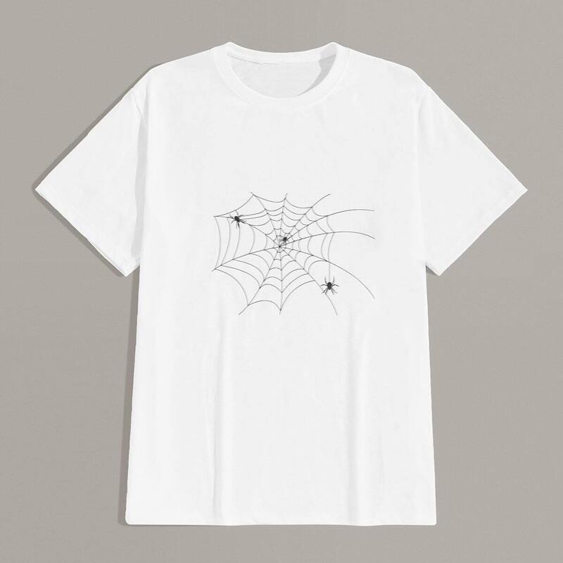 

Guys Spider Web Print Tee, White