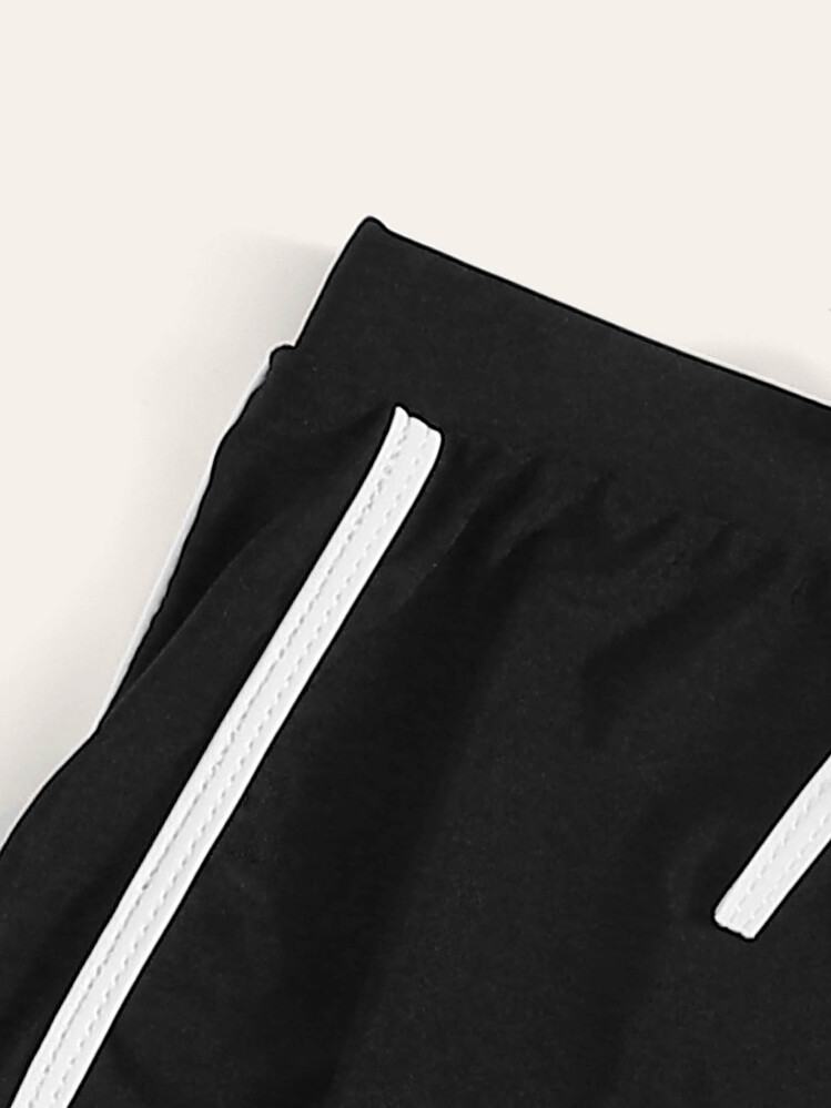 Braga de natación con cordón unida en contraste - Negro - Añade 4