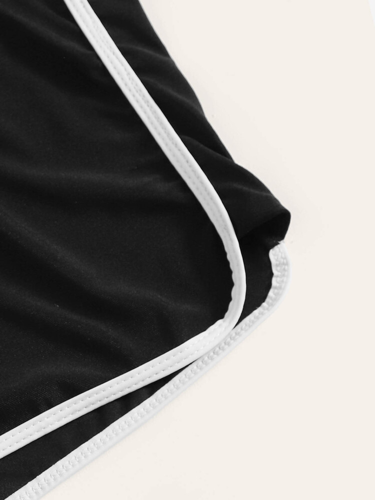 Braga de natación con cordón unida en contraste - Negro - Añade 3