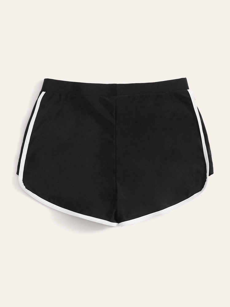 Braga de natación con cordón unida en contraste - Negro - Añade 2