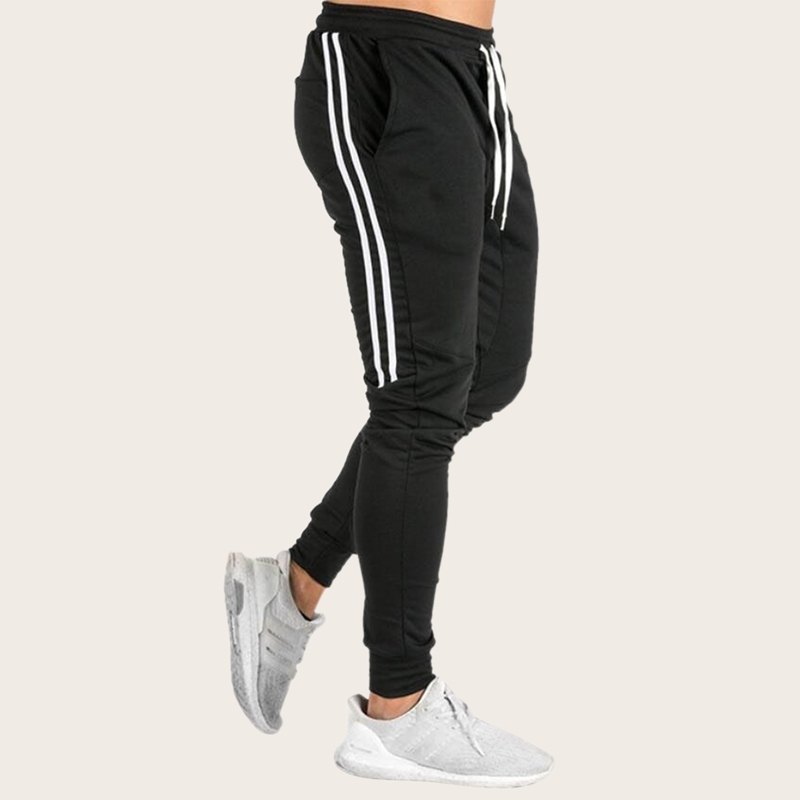 

Guys Drawstring Waist Side Tape Pants, Black