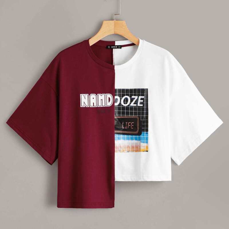 

Letter Graphic Spliced Tee, Multicolor