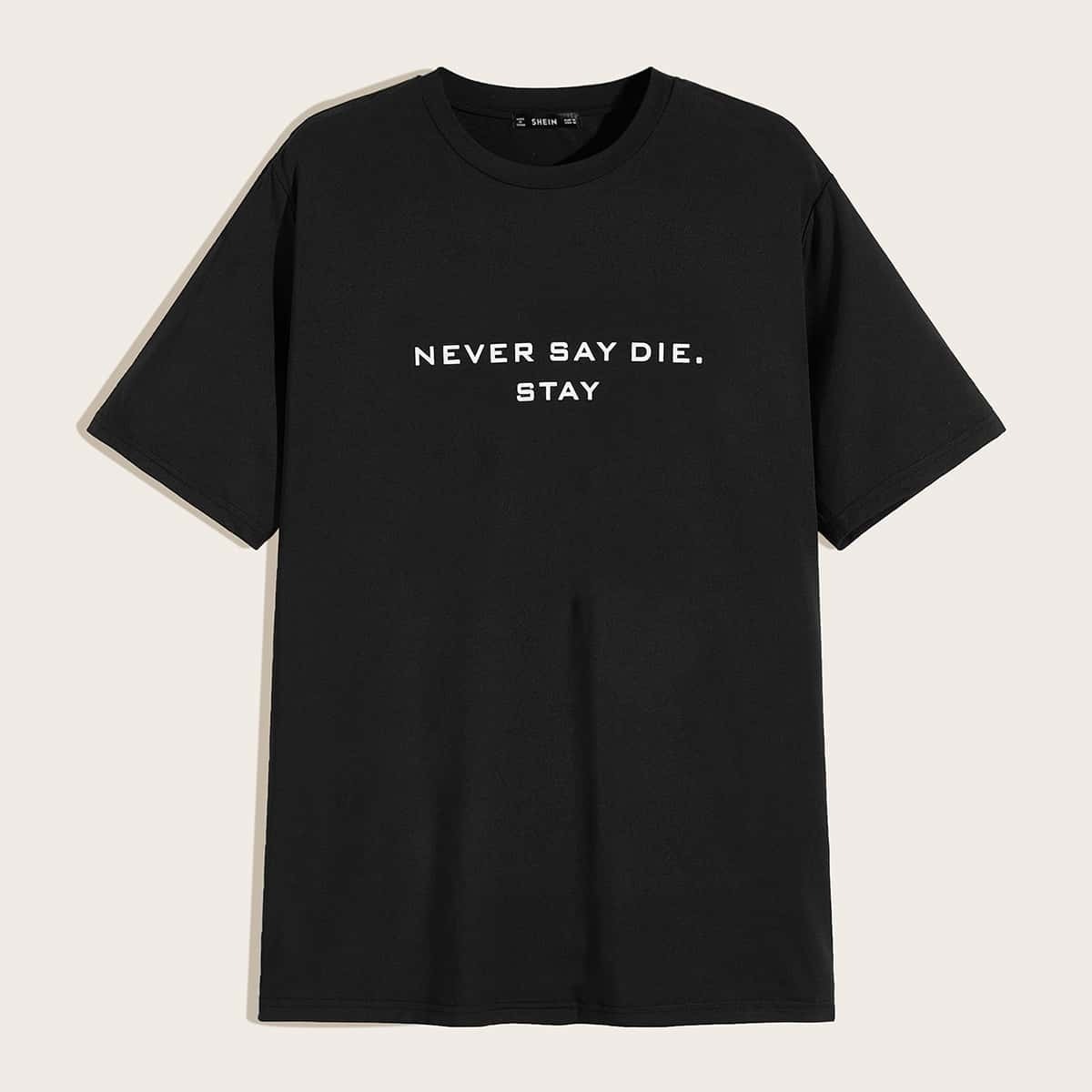 

Guys Slogan Print Tee, Black