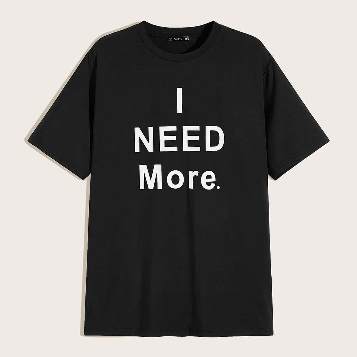 

Guys Slogan Print Tee, Black