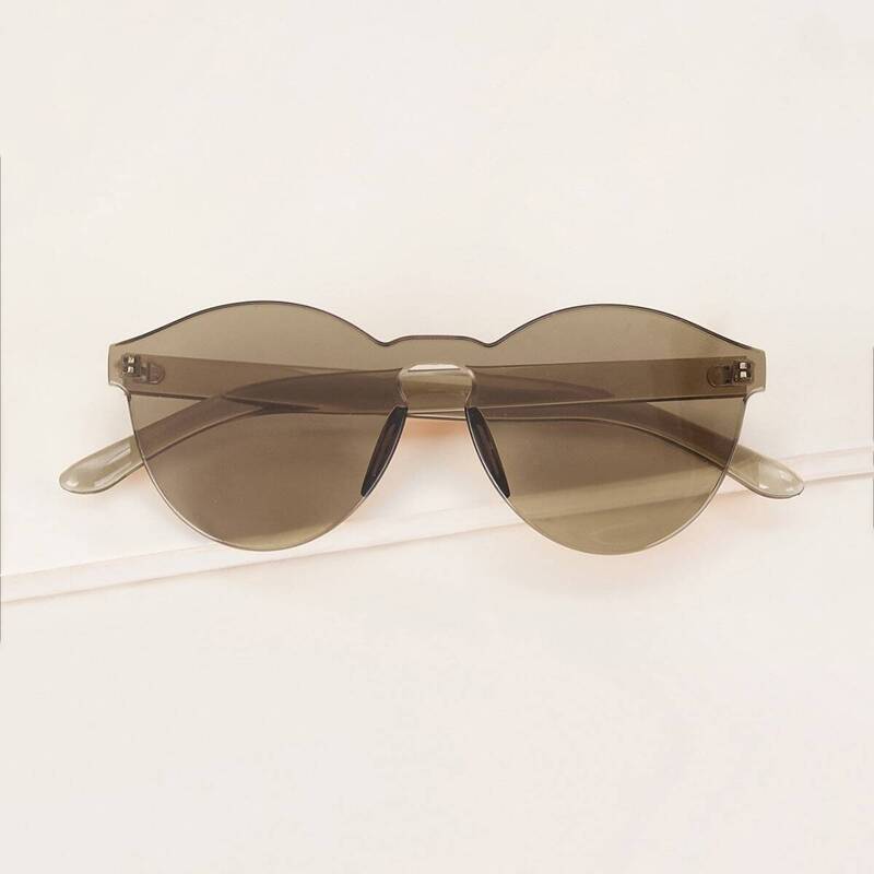 

Thin Round Rimless Colored Lens Sunglasses, Brown
