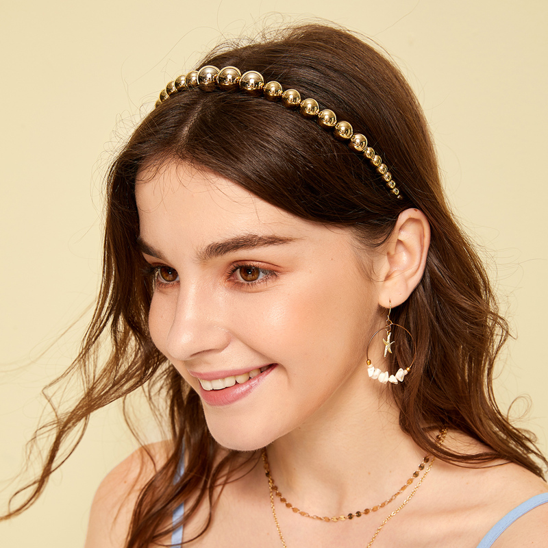 

Ball Beaded Design Headband, Gold