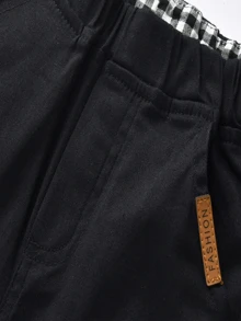 SHEIN Toddler Boys Letter Patched Pants - Black - View 4