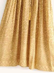 Leopard Print Fringe Drawstring Flare Dress For Sale Australia