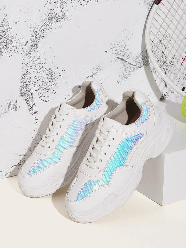 sequin chunky trainers