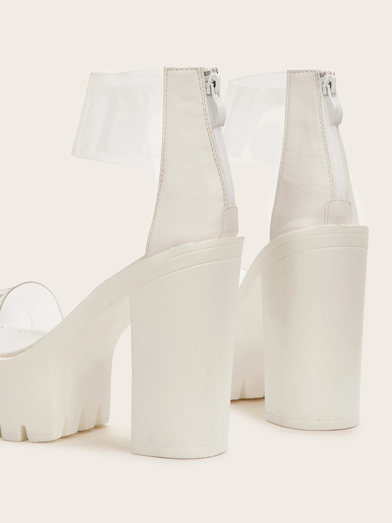 clear strap platform chunky heels