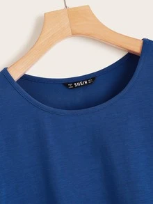 SHEIN LUNE Top unicolor de puño fruncido - azul real - Ver 4