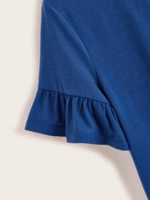 SHEIN LUNE Top unicolor de puño fruncido - azul real - Ver 3