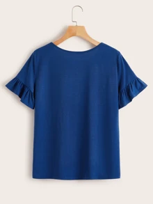 SHEIN LUNE Top unicolor de puño fruncido - azul real - Ver 2