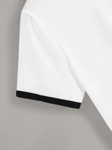 Camiseta con estampado de planeta unida en contraste - Blanco - Ver 3