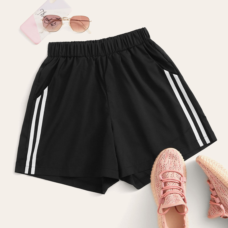 

Stripe Side Track Shorts, Black