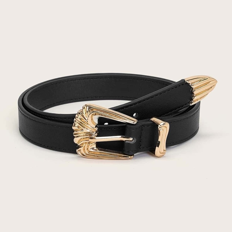 

Gold Plated Buckle Belt, Black