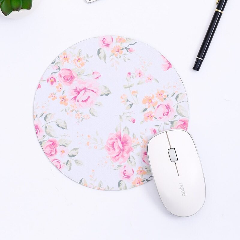 

Rose Flower Print Round Mouse Pad