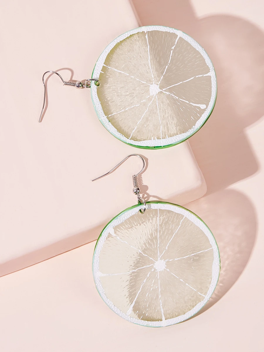 檸檬造型耳墜1對 - 綠色 - 查看 1