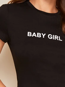 SHEIN Top con estampado de slogan - Negro - Ver 4