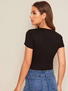 SHEIN Top con estampado de slogan - Negro - Ver 2