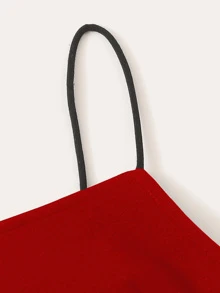 SHEIN Privé Conjunto top de tirante de cuello notch con falda ajustada - Burdeos - Ver 3