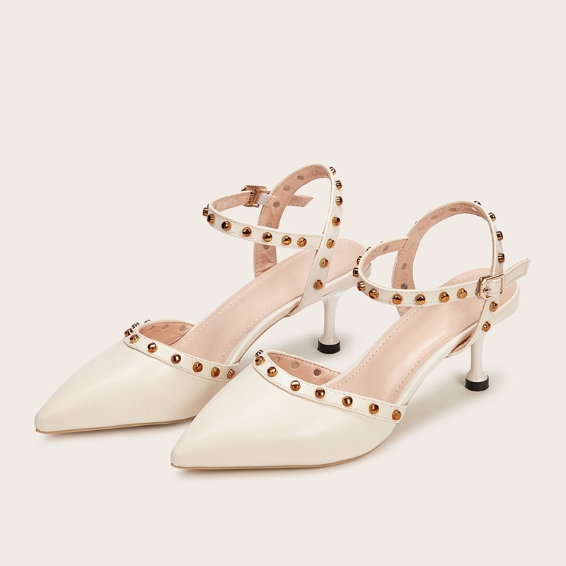 

Point Toe Studded Decor Stiletto Heels, Khaki