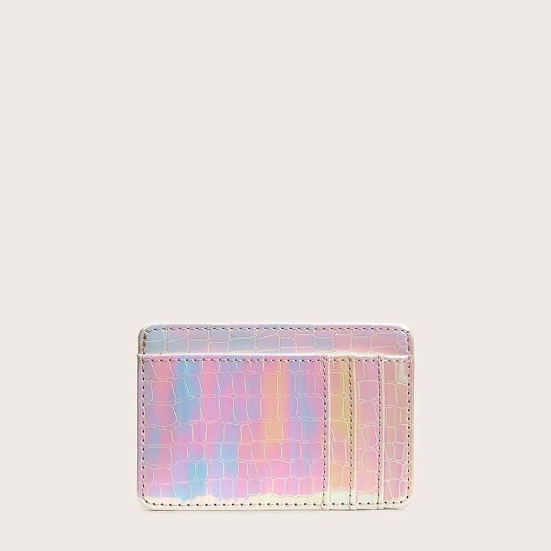 

Iridescence Croc Embossed Card Holder, Multicolor