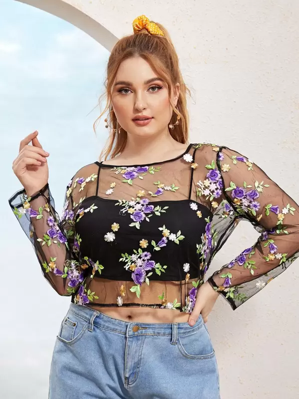sheer top shein