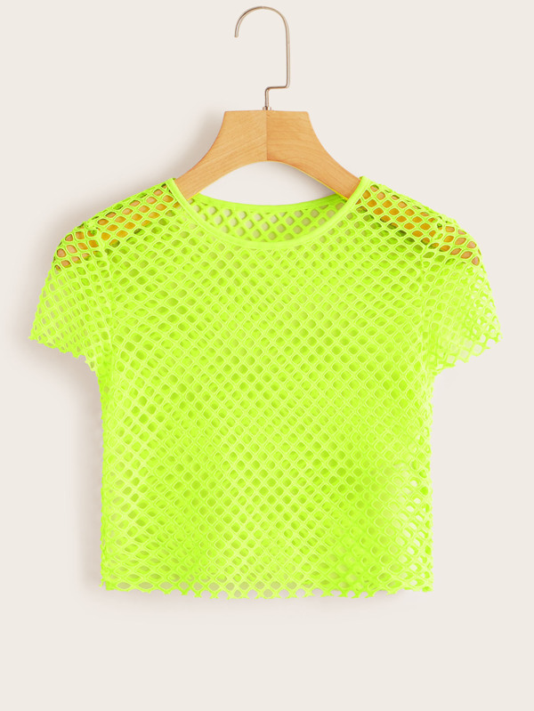 SHEIN ICON Crop Top Croșetat Neon Lime