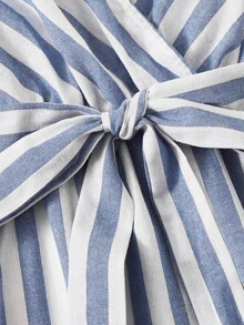 SHEIN WYWH Striped Belted Cami Mini Dress - Blue and White - View 5