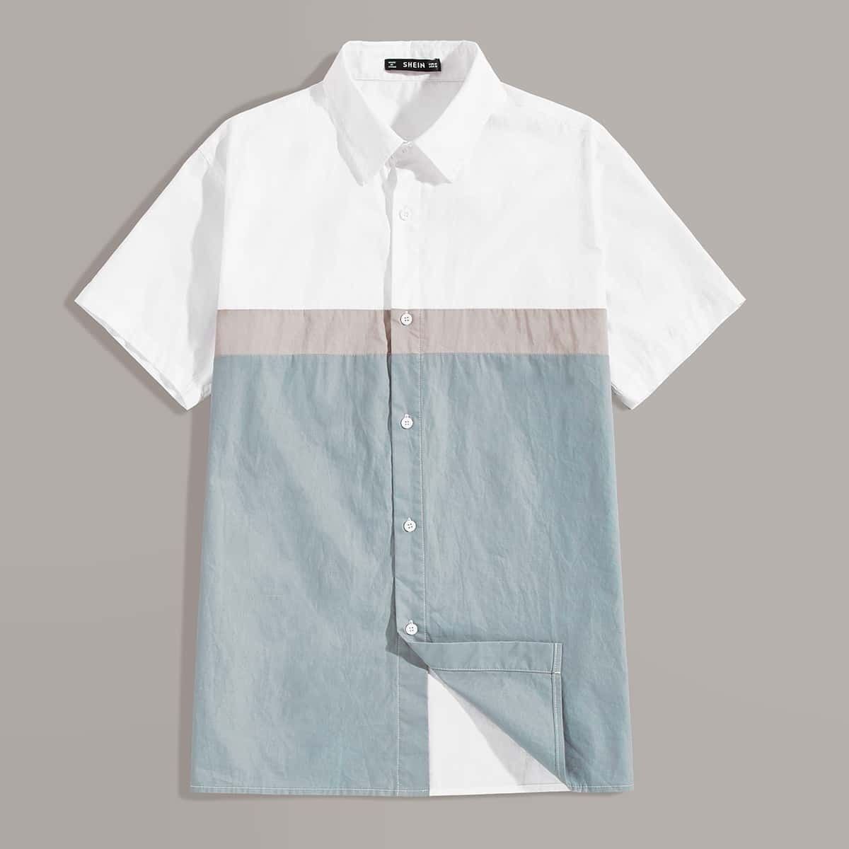 

Guys Colorblock Button Front Shirt, Multicolor