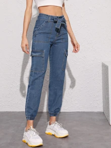 SHEIN Pantalones cargo con cinturón