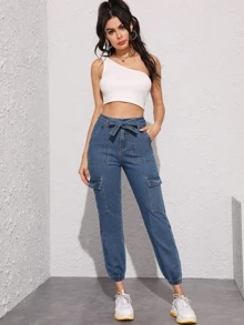 SHEIN Pantalones cargo con cinturón