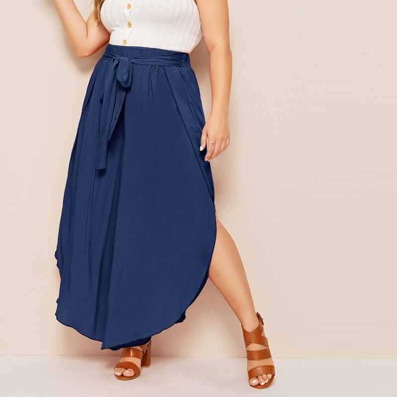 

Plus Self Tie Culottes Pants, Navy