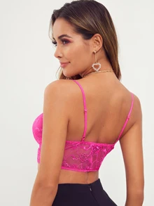 SHEIN BAE Neon Pink Lace Cami Top - Pink - View 2