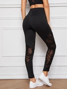 Mulvari Sheer Geo Mesh Insert Leggings