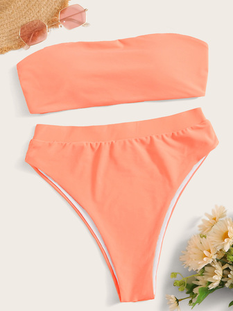 Bikini Set mit Knoten hinten und hoher Taille