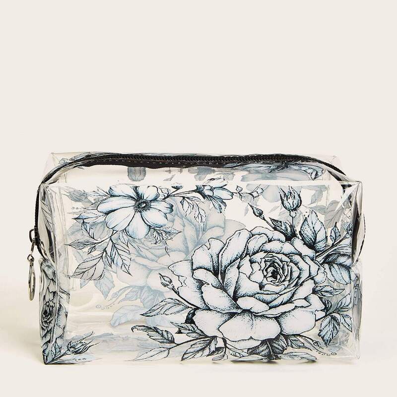

Peony Sketch Pattern Waterproof Makeup Bag, Multicolor
