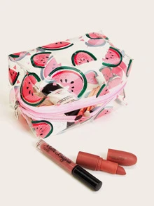 1pc Watermelon Transparent Waterproof Makeup Bag For Women Girls - Multicolor - View 4