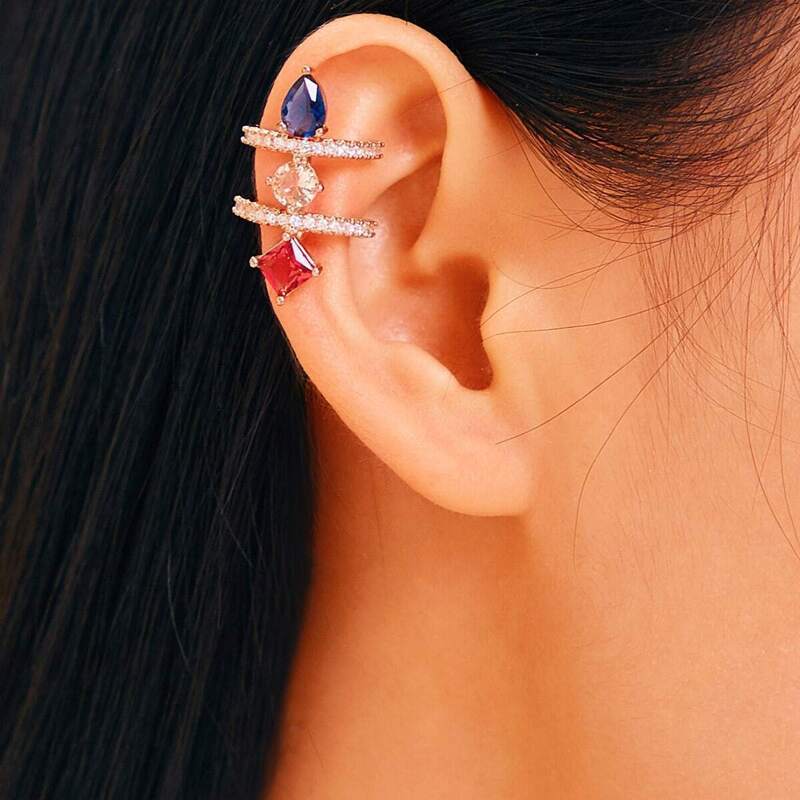 

Gemstone Engraved Spiral Ear Clip 1pc, Pink