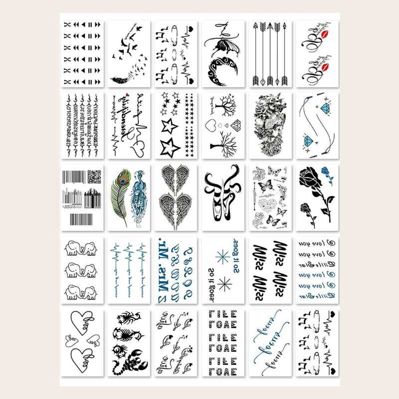

Mixed Pattern Tattoo Sticker 30sheets, Multicolor