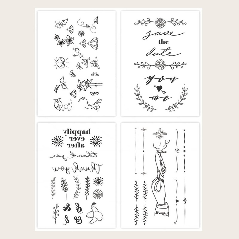 

Mixed Pattern Tattoo Sticker 4sheets, Black