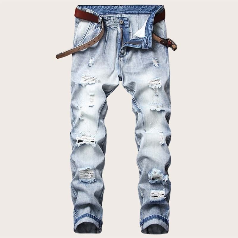 

Guys Wash Destroyed Jeans, Blue